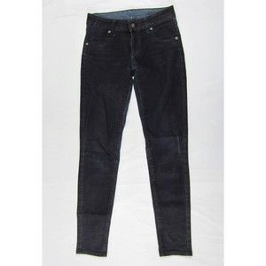 Car Mar Women’s Dark Wash Wax Coated Skinny Blue Jeans Stretch Sz 25 USA